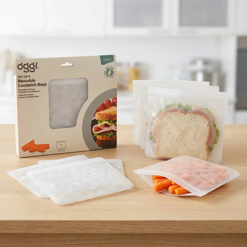 Reusable Sandwich Bags - Tonal Frost Geometric Design (6 CT)