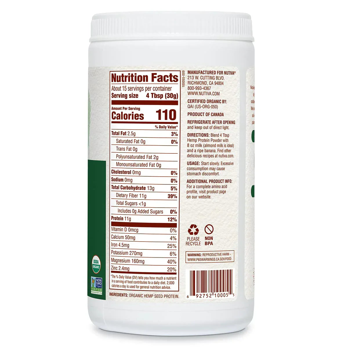 Hemp Protein Hi-Fiber Powder