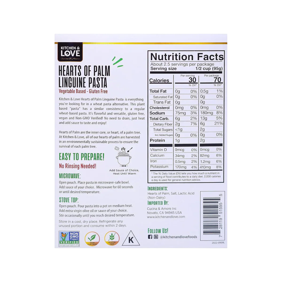 Hearts Of Palm Pasta Linguine (6 CT)