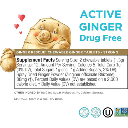 Ginger Rescue Strong Chewable Ginger Tablets