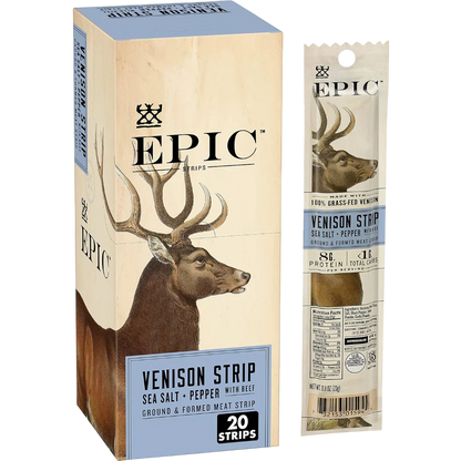 Sea Salt + Pepper Venison Strips (20 CT)