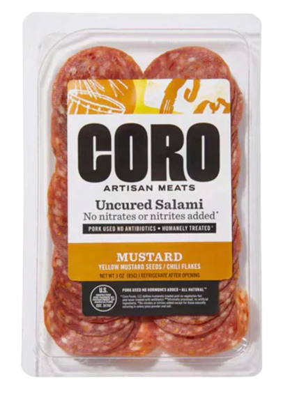 Uncured Mustard Salami Sliced