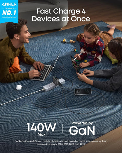 Multi-port Charger (140W, 4-Port, PD 3.1) with USB-C Cable