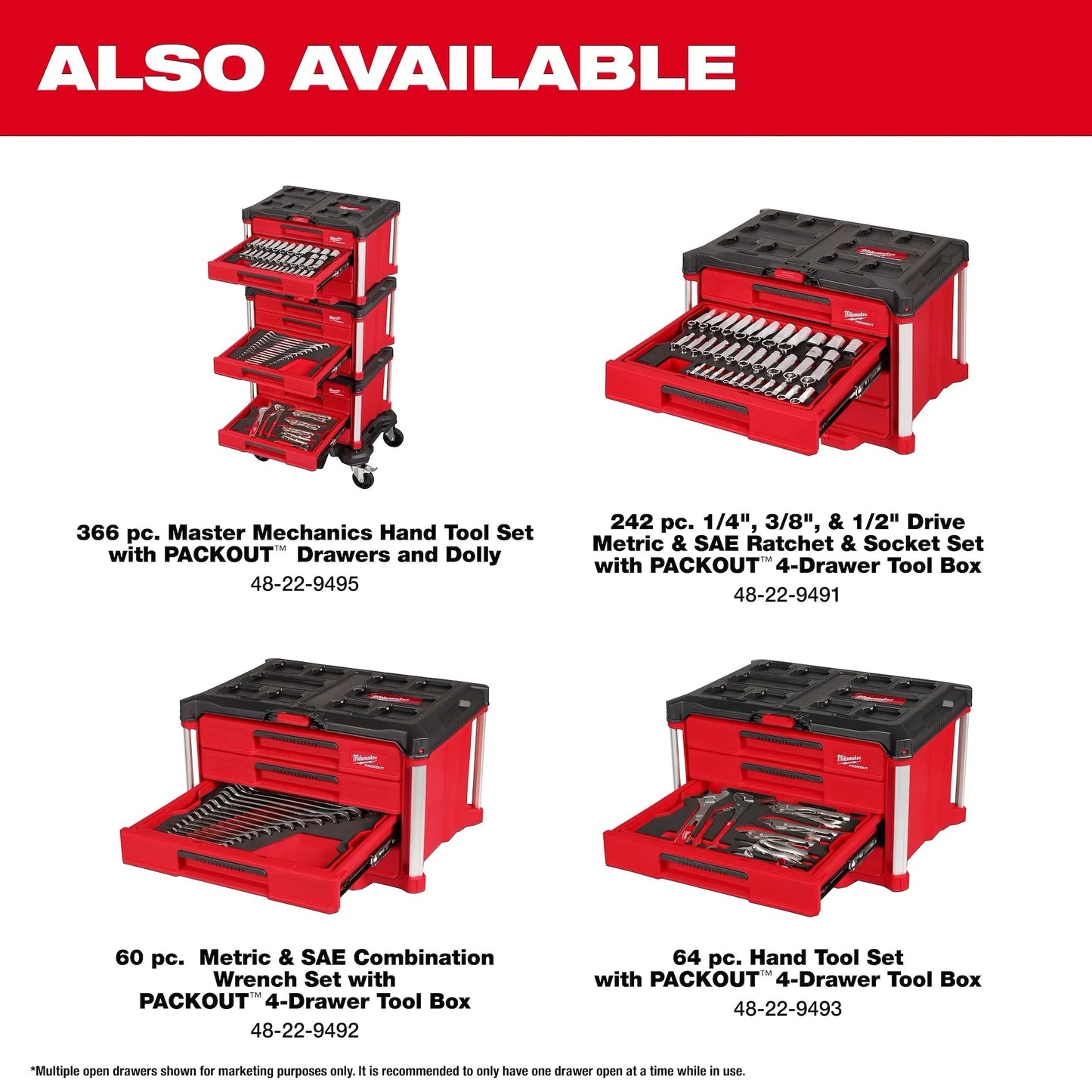 366-Pcs Master Mechanics Hand Tool Set with PACKOUTTM Drawers and Dolly