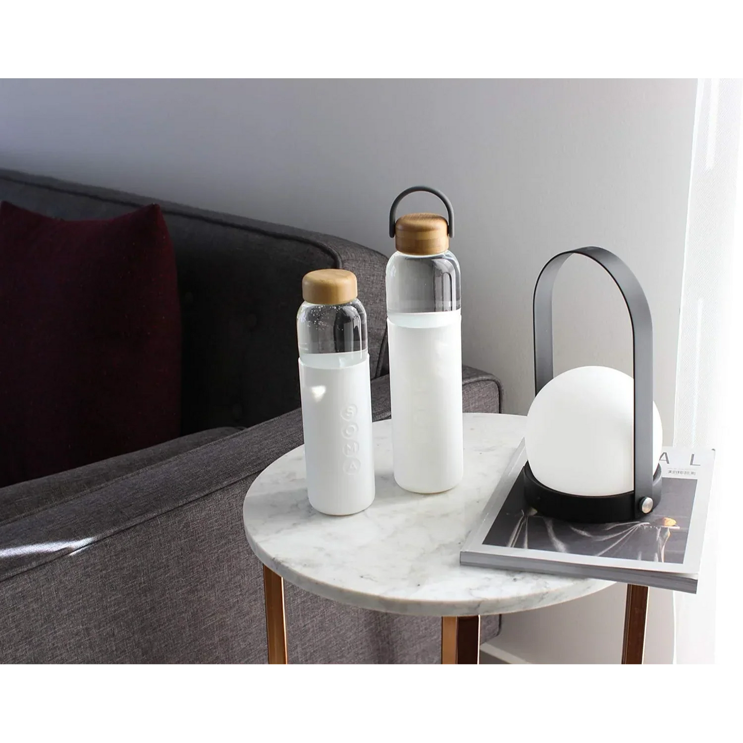 17oz Glass Water Bottle - White