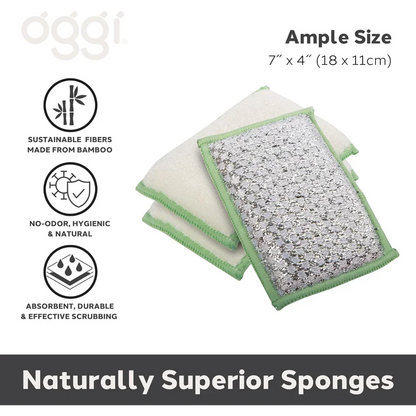 Bamboo Scrub Sponges - White/Sage (3 CT)