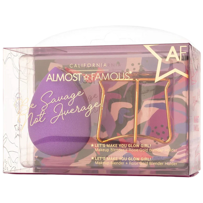 Professional Beauty Blender with Rose Gold Stand - Purple