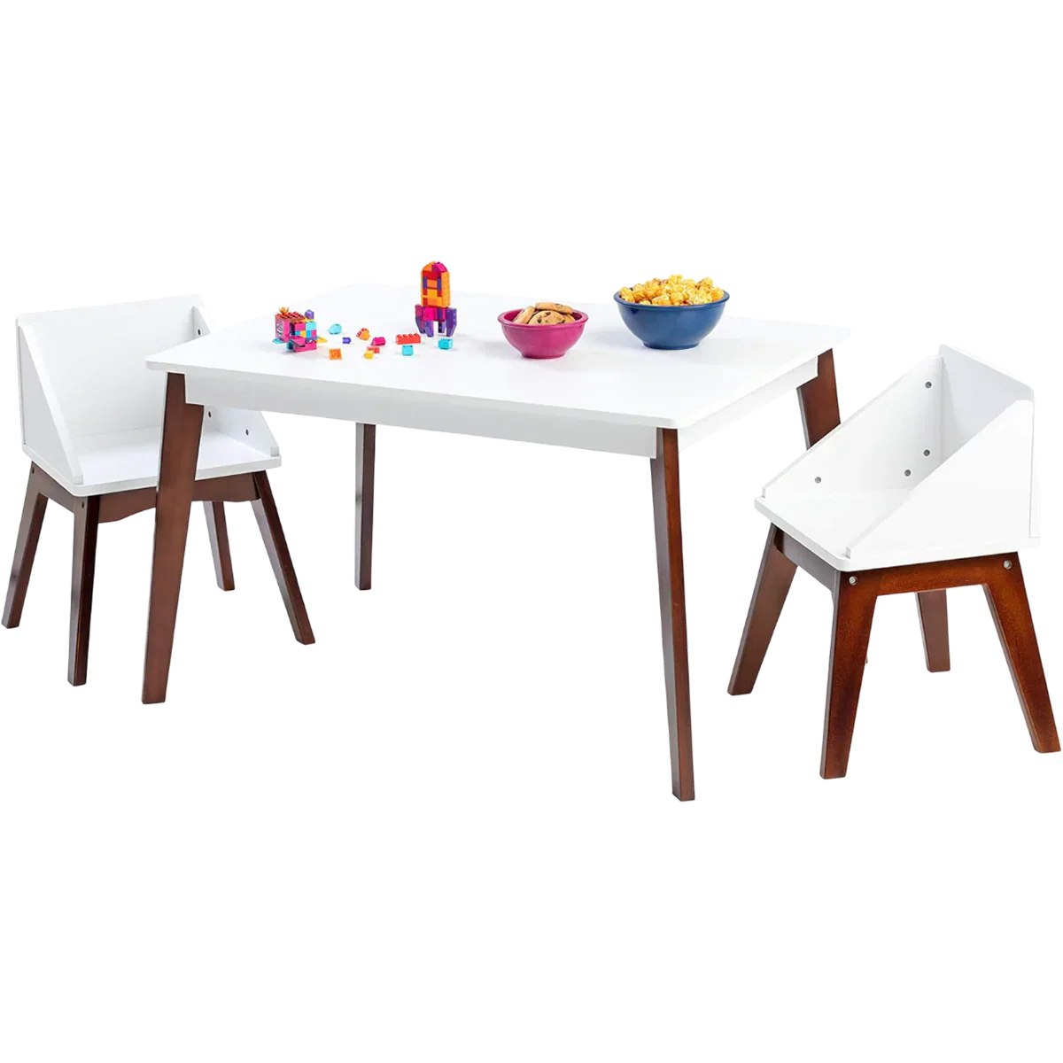 Modern Table And Chair Set Chairs - White/Espresso