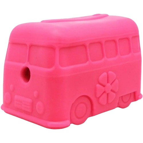 MuttsKickButt Surf's Up Retro Van Rubber Treat Dispenser Dog Toy - Pink