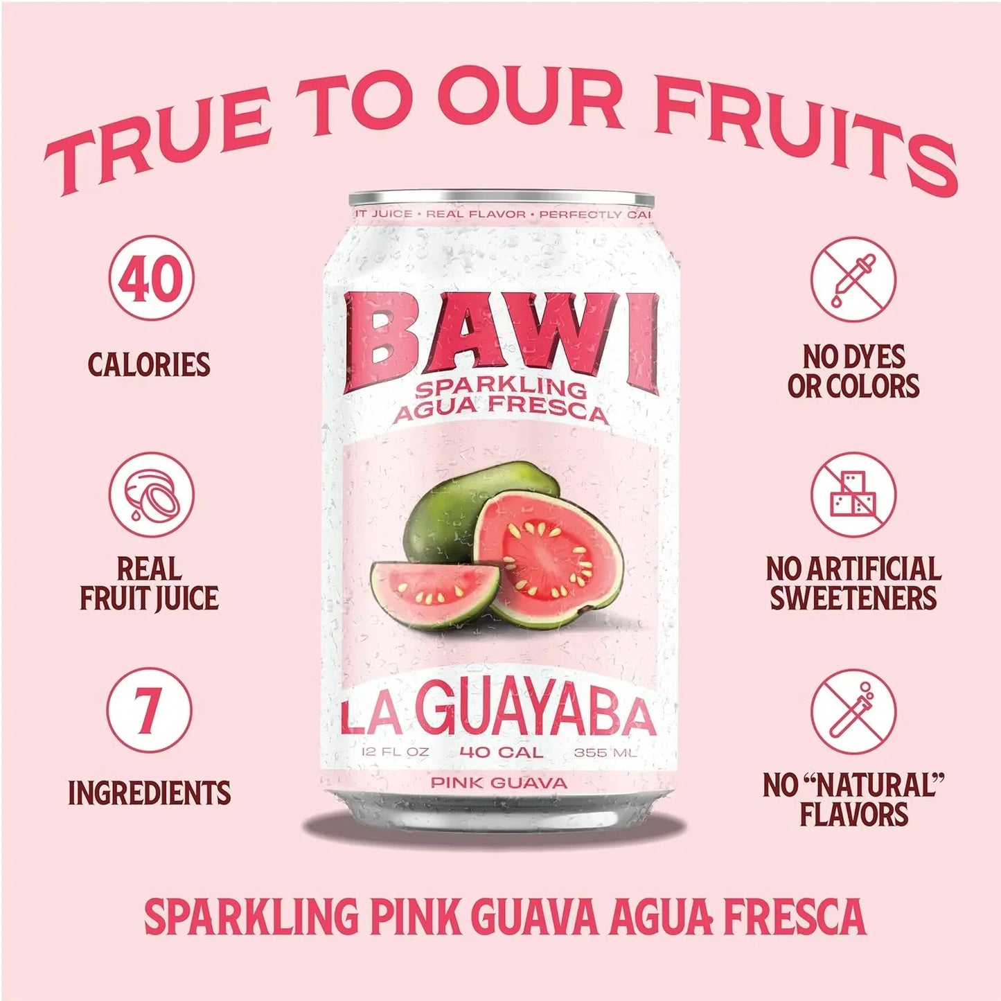 Sparkling Agua Fresca La Guayaba - Pink Guava (12 Pack)