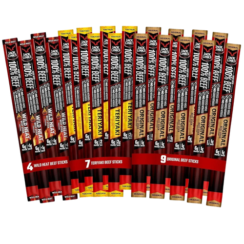 Beef Sticks Variety Pack - 9 Original, 7 Teriyaki, 4 Wild Heat (20 Pack)