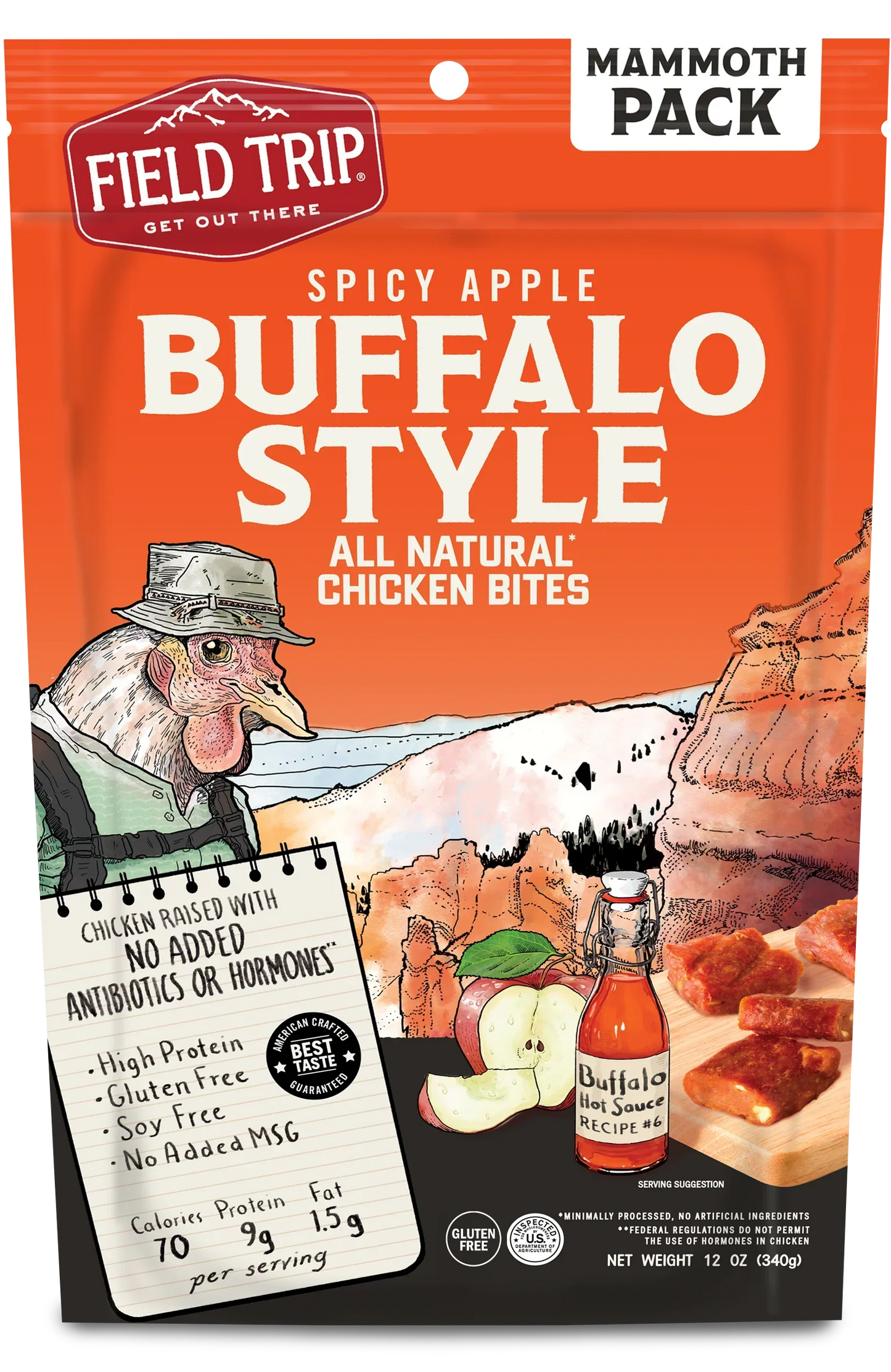 Buffalo Style Chicken Jerky Bites (Large Pack) - Low Carb, Healthy High Protein