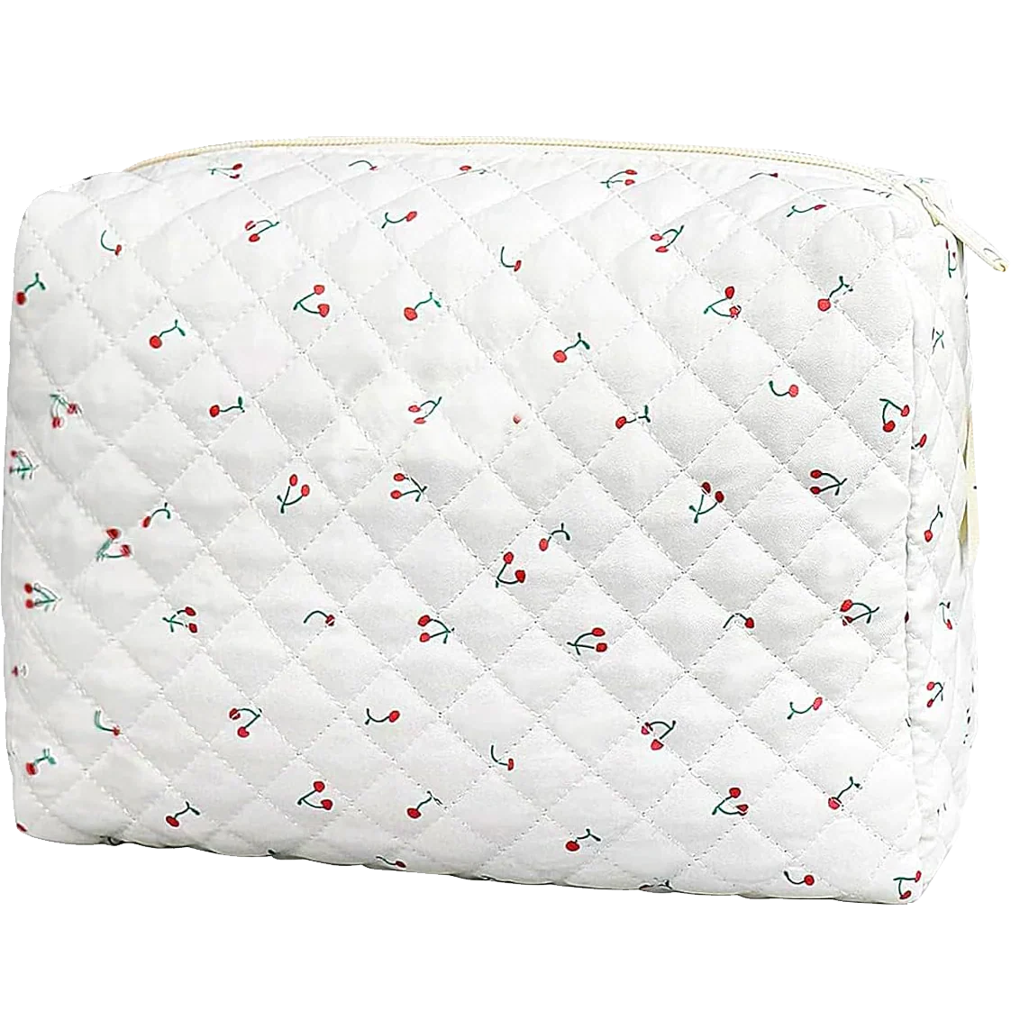 Quilted Cherry Cosmetic Bag
