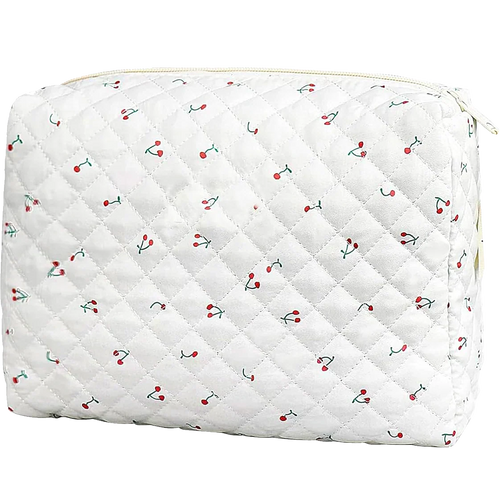 Quilted Cherry Cosmetic Bag