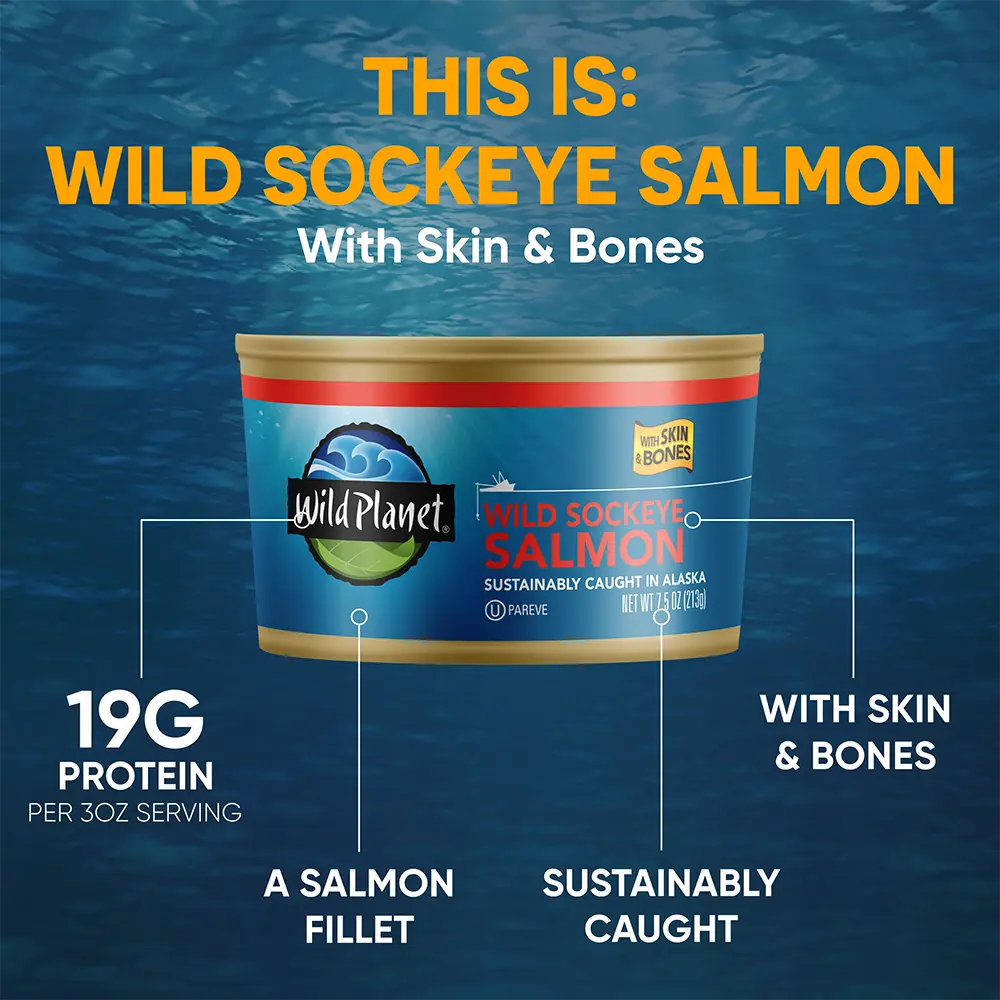 Wild Sockeye Salmon with Skin & Bones