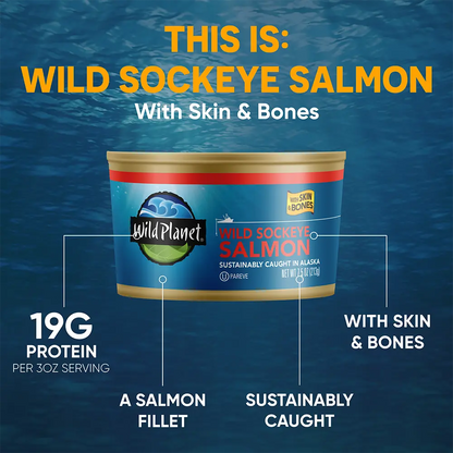 Wild Sockeye Salmon with Skin & Bones