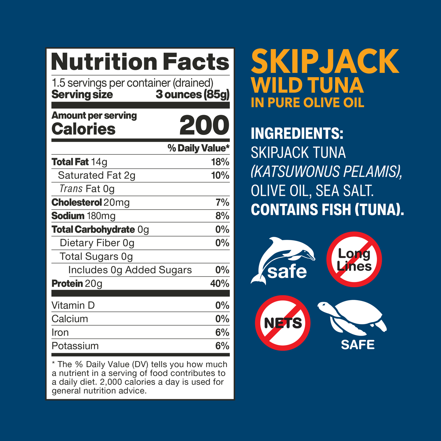 Skipjack Wild Tuna in Pure Olive Oil