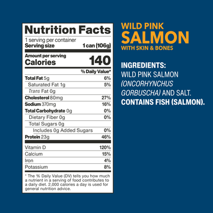 Wild Pink Salmon with Skin & Bones