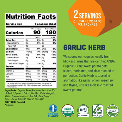 Organic Garlic Herb Sweet Potato Jerky