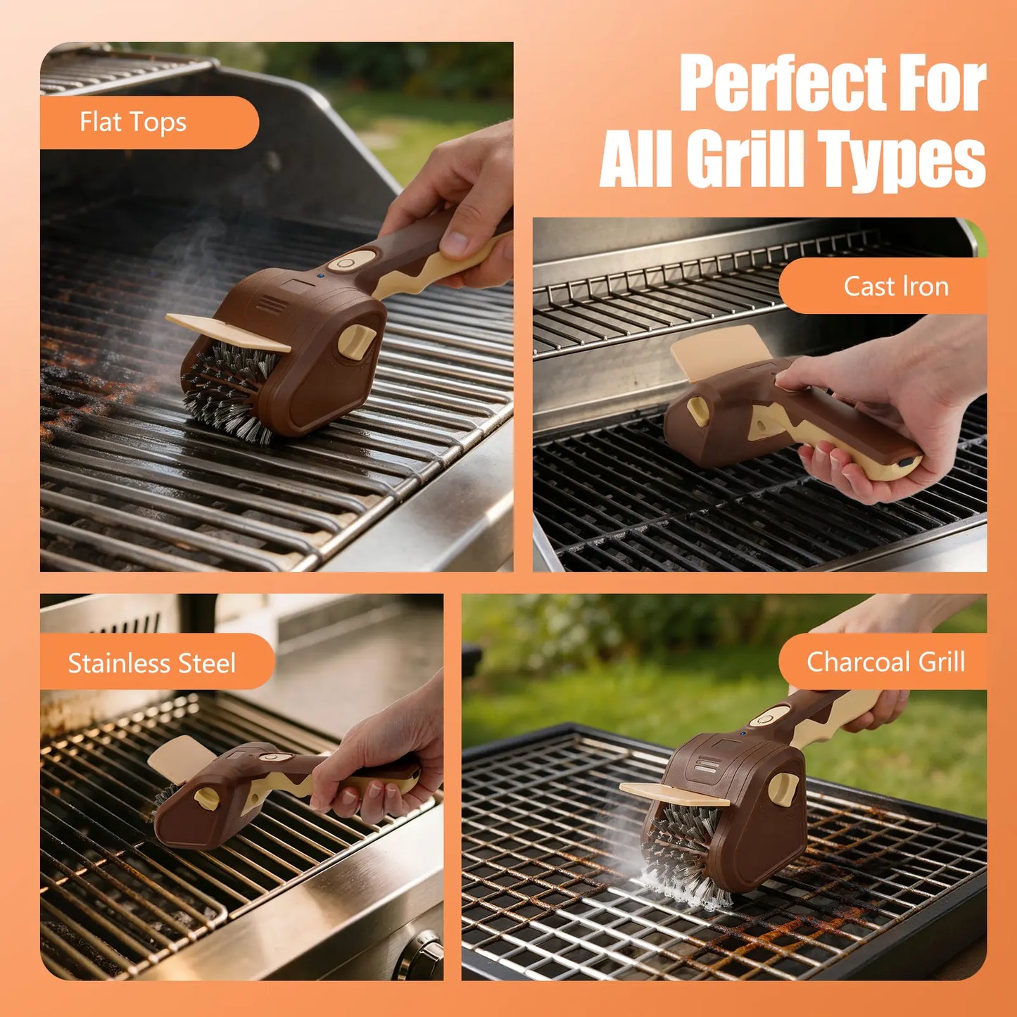 Cordless Electric Grill Brush for Faster, Easier BBQ Cleanup