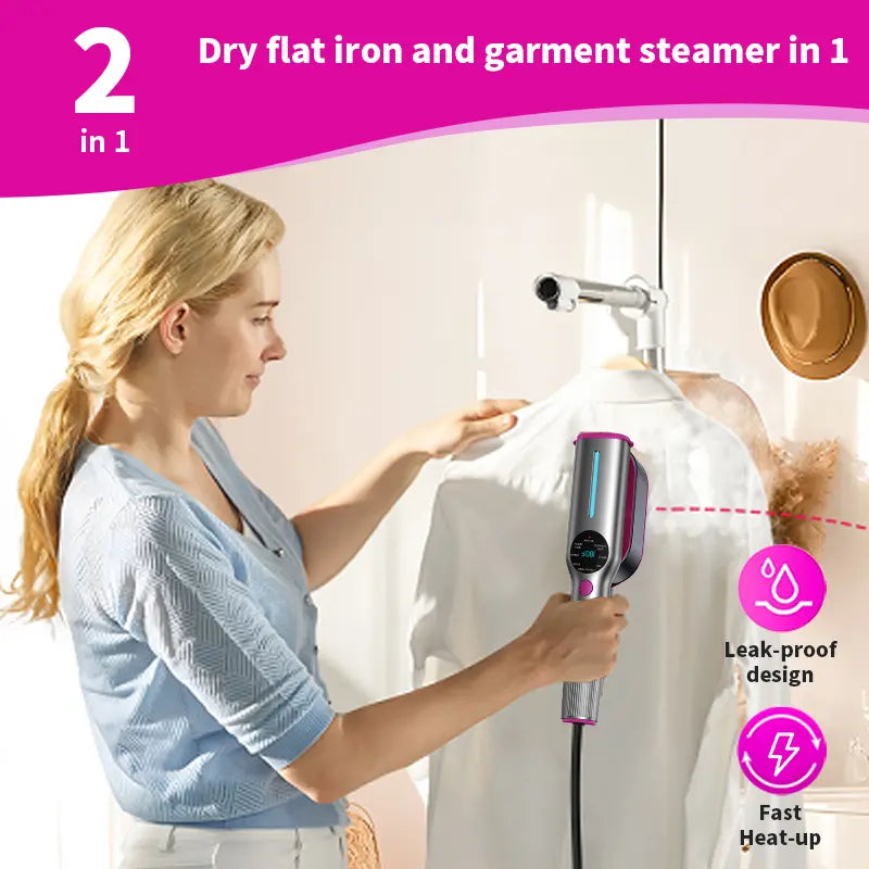 Portable 2-in-1 Garment Steamer & Travel Iron