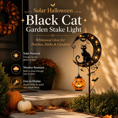 🐈Solar Black Cat Garden Stake Light 🎃 Create a Magical Halloween Glow