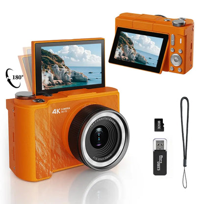4K Portable Digital Camera with Flip Screen for Vlogging & Photography
