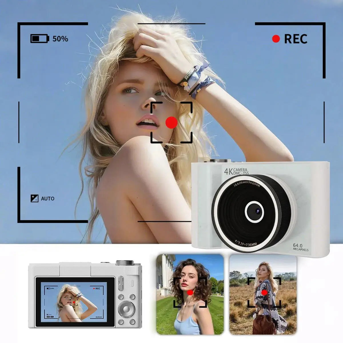 4K Portable Digital Camera with Flip Screen for Vlogging & Photography