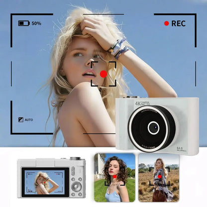 4K Portable Digital Camera with Flip Screen for Vlogging & Photography