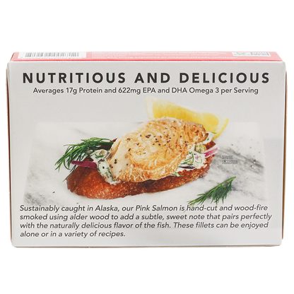 Wild Smoked Pink Salmon Fillets in Extra Virgin Olive Oil