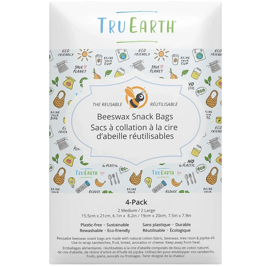 Beeswax Snack Bags 4 Pack - Contains 2 Medium & 2 Large Bags