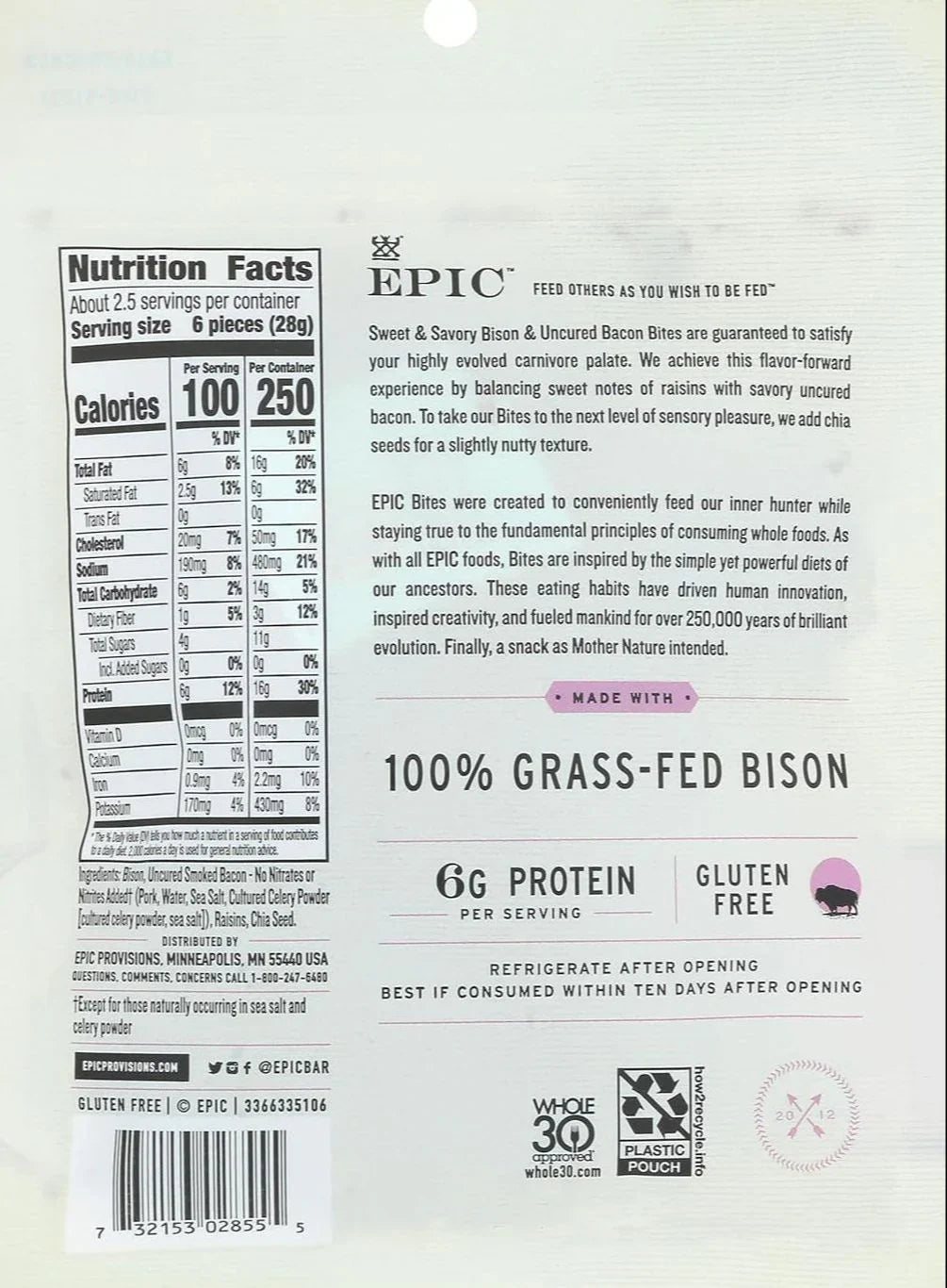 Epic Bison Bacon Chia Jerky Bites