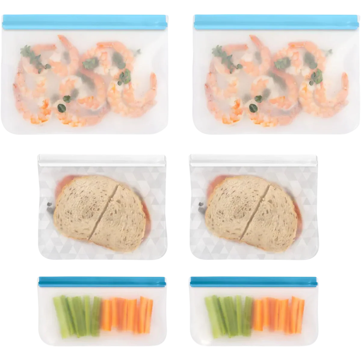 Reusable PEVA Food Bag - Assorted Sizes (6 CT)