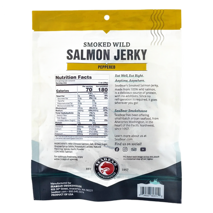 Peppered Smoked Wild Salmon Jerky