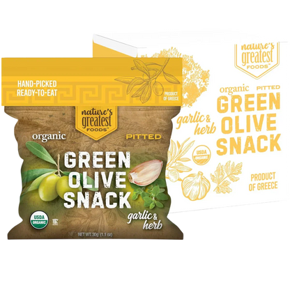 Organic Green Olives Garlic And Herb (24 Pack)
