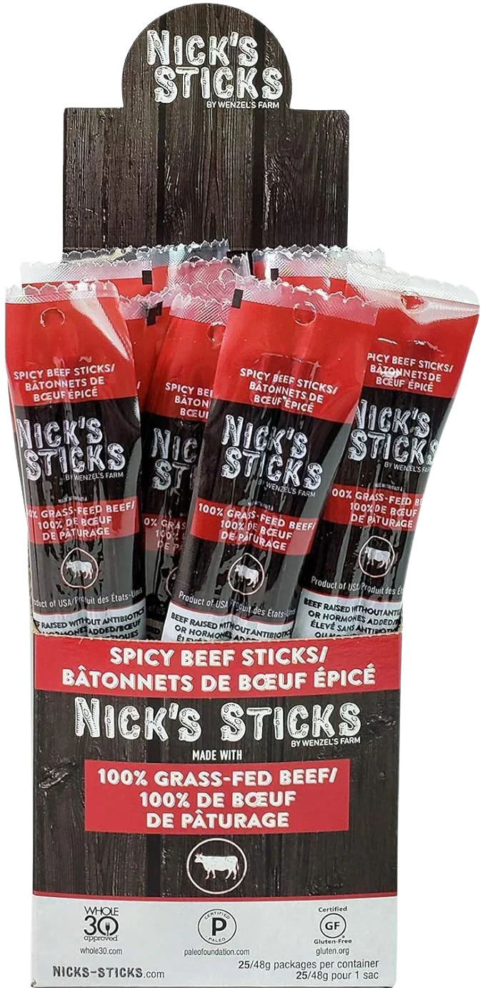 Grass Fed Spicy Beef Stix Snack (25 Pack)