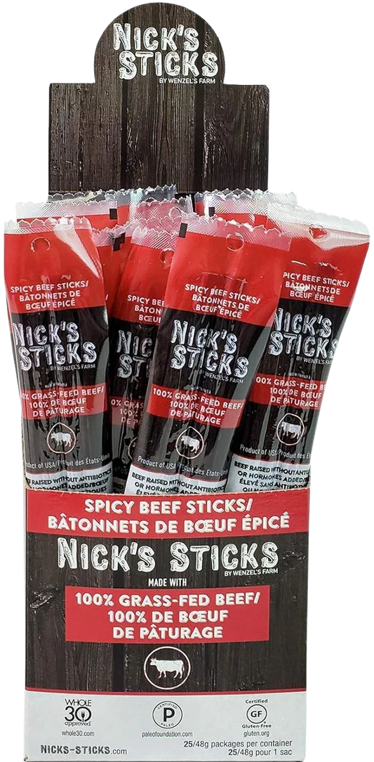 Grass Fed Spicy Beef Stix Snack (25 Pack)