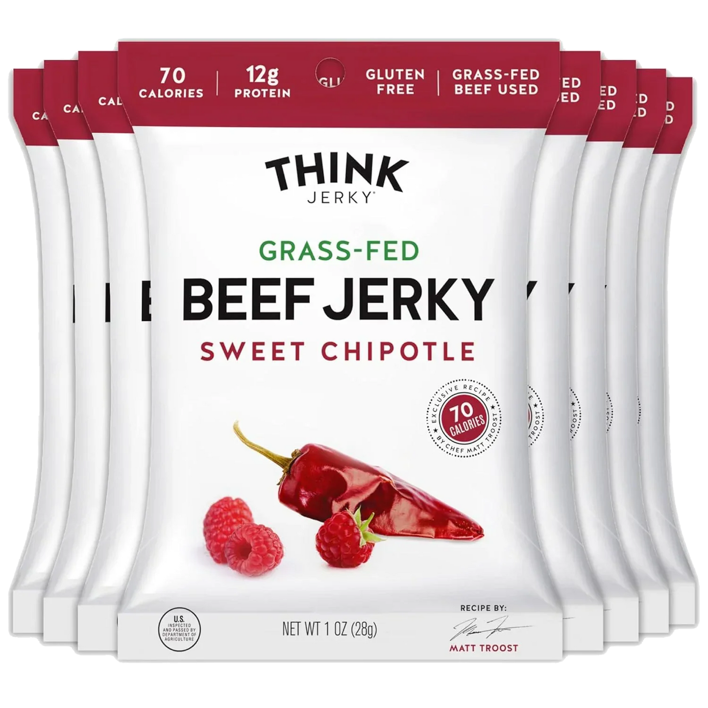 Sweet Chipotle Beef Jerky Grass-Fed ( 8 Pack)