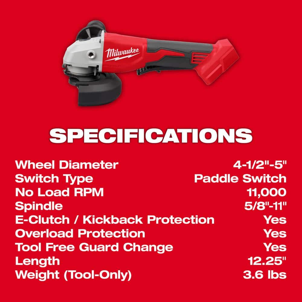 M18 18V Lithium-Ion Brushless Cordless 4-1/2 in./5 in. Grinder w/Paddle Switch (Tool-Only)