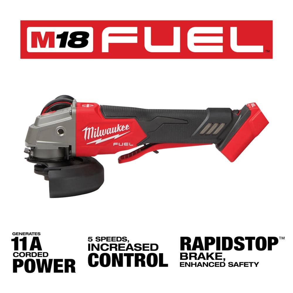 M18 FUEL 18V Lithium-Ion Brushless Cordless 4-1/2 in./5 in. Grinder with Variable Speed & Paddle Switch (Tool-Only)