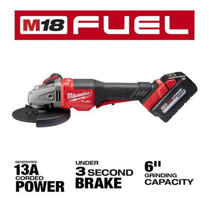 M18 FUEL 18V Lithium-Ion Brushless Cordless 4-1/2 in./6 in. Grinder with Paddle Switch Kit w/FUEL Angle Grinder