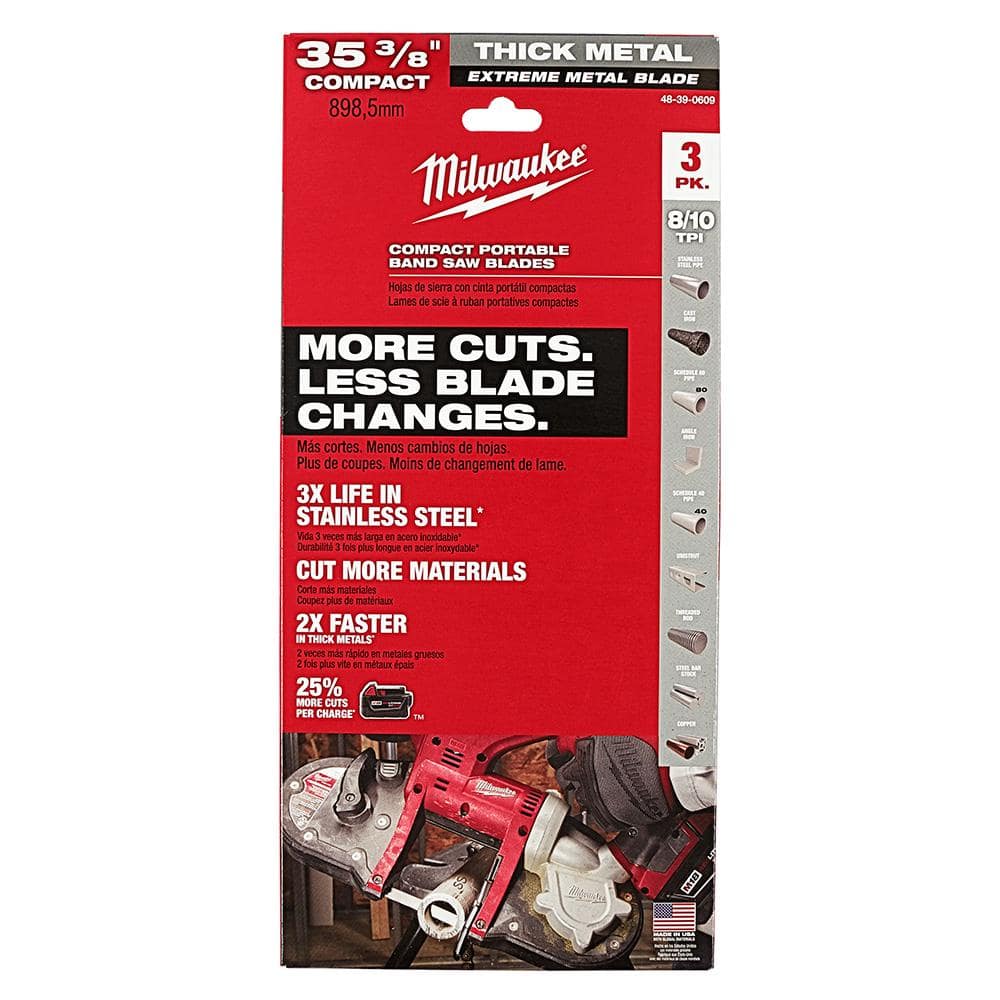 35-3/8 in. 8/10 TPI Compact Extreme Thick Metal Cutting Band Saw Blade (3-Pack) For M18 FUEL/Corded Compact Bandsaw