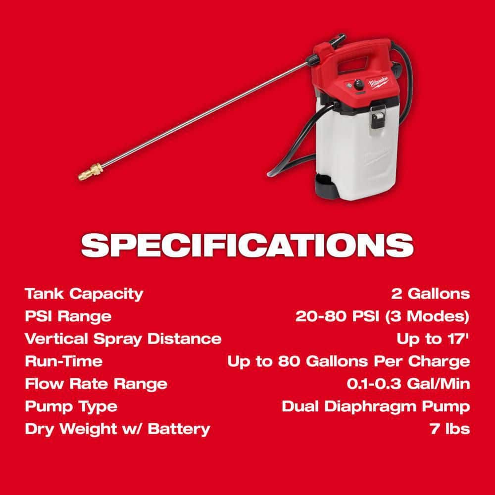 M12 12-Volt 2 Gal. Lithium-Ion Cordless Handheld Sprayer Kit with 2.0 Ah Battery and Charger, Shoulder Strap