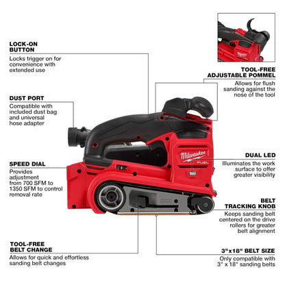 M18 FUEL 18-Volt Lithium-Ion Cordless Belt Sander (Tool-Only)