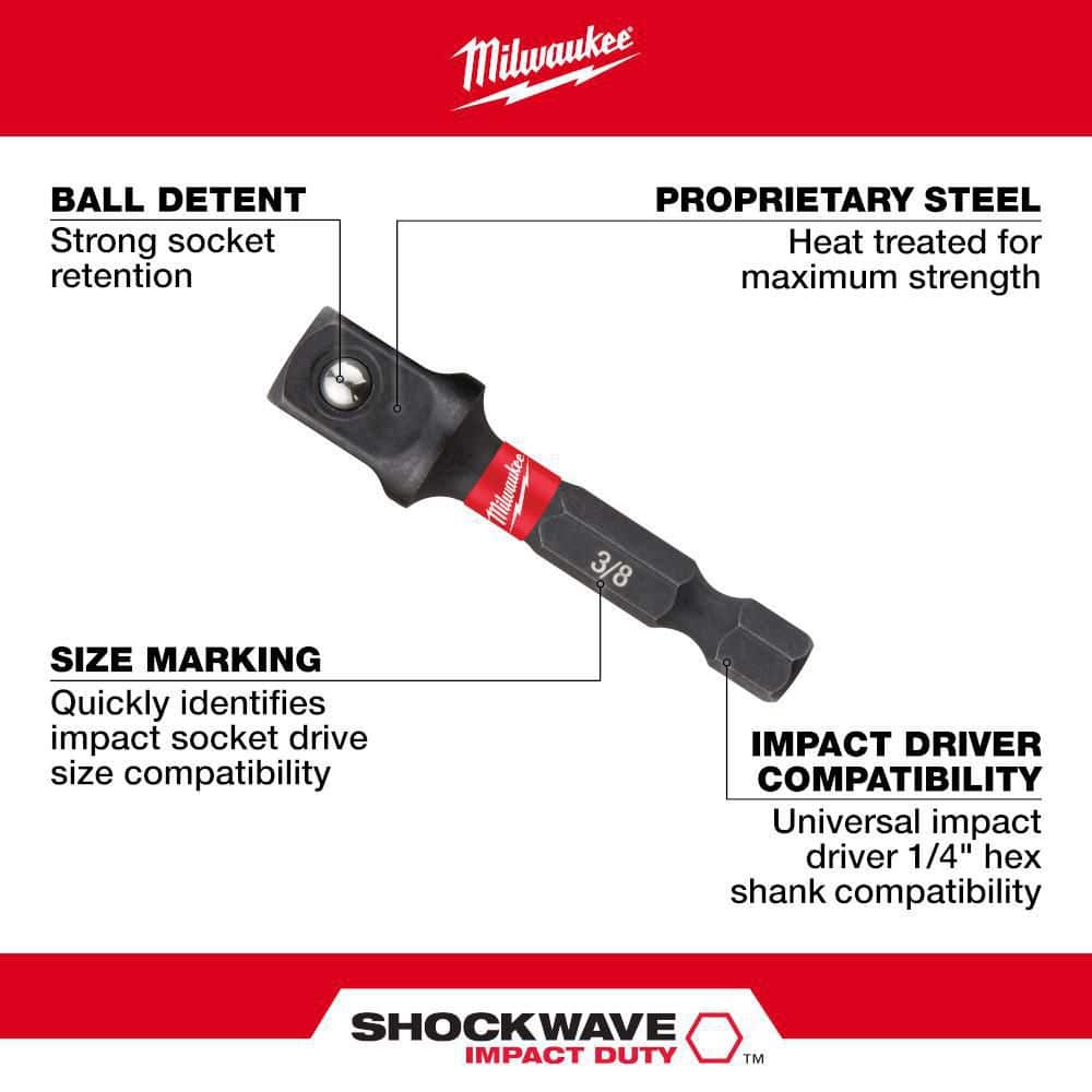 SHOCKWAVE Impact Duty 1/4 in. Hex Shank Socket Adapter Set (3-Piece)