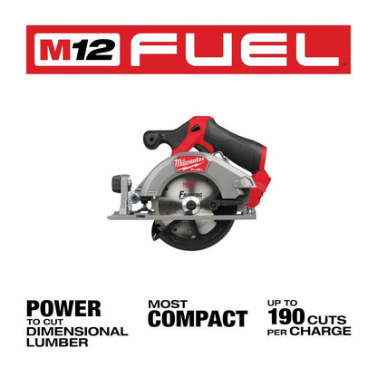 M12 FUEL 12V Lithium-Ion Brushless 5-3/8 in. Cordless Circular Saw with M12 XC 5.0 Ah Battery (2-Pack) Starter Kit