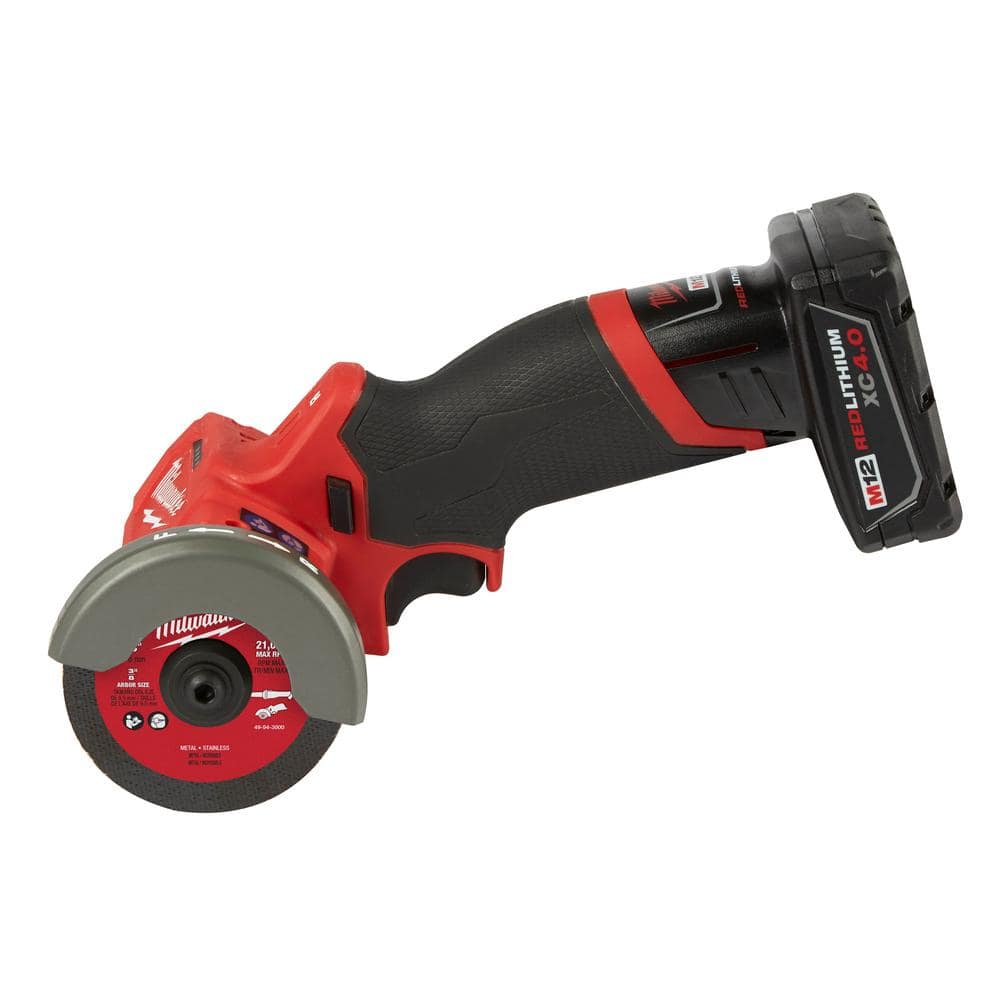 M12 FUEL 12V 3 in. Lithium-Ion Brushless Cordless Cut Off Saw Kit with One 4.0 Ah Battery Charger and Bag