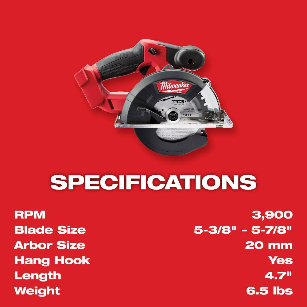M18 FUEL 18V Lithium-Ion Brushless Cordless Metal Cutting 5-3/8 in. Circular Saw (Tool-Only) w/ Metal Saw Blade