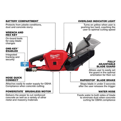 M18 FUEL ONE-KEY 18V Lithium-Ion Brushless Cordless 9 in. Cut Off Saw (Tool-Only)