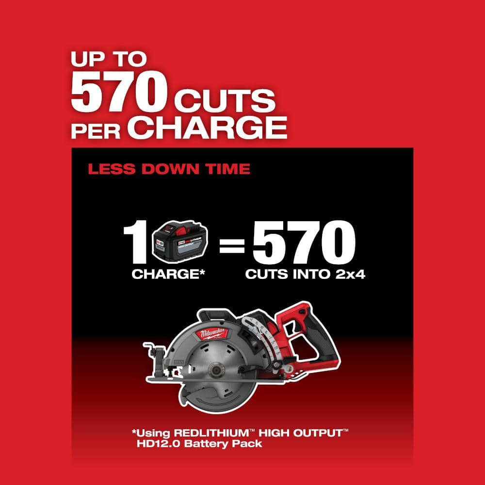 M18 FUEL 18V 7-1/4 in. Lithium-Ion Cordless Rear Handle Circular Saw Kit with 12.0 Ah Battery and Rapid Charger